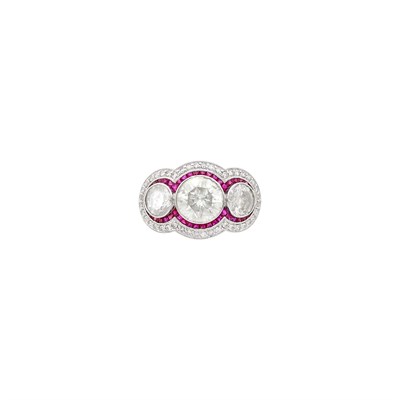 Lot 83 - Platinum, Diamond and Ruby Ring