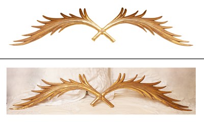 Lot 221 - Pair of Giltwood Crossed Palm Fronds Height 11...