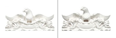 Lot 261 - Pair of Carved and White Painted Wood Eagle...