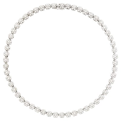 Lot 58 - White Gold and Diamond Floret Necklace