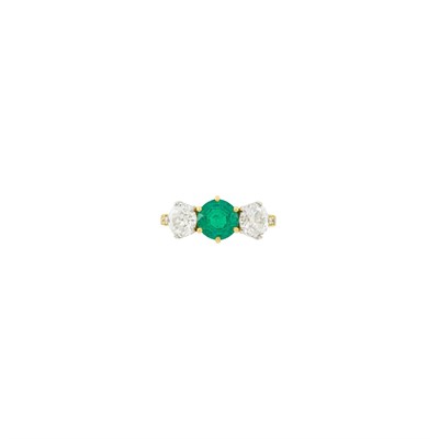 Lot 71 - Firestone & Parsons Gold, Platinum, Emerald and Diamond Ring