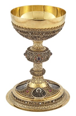 Lot 196 - German Gem-Set Silver-Gilt and Enamel Chalice...