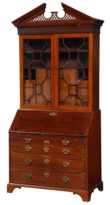 Lot 170 - George III Inlaid Mahogany Bureau Bookcase...