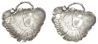 Lot 41 - Pair of French Sterling Silver Leaf-Form...