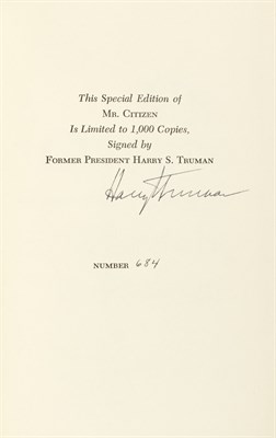 Lot 54 - TRUMAN, HARRY S. Mr. Citizen. New York: Random...