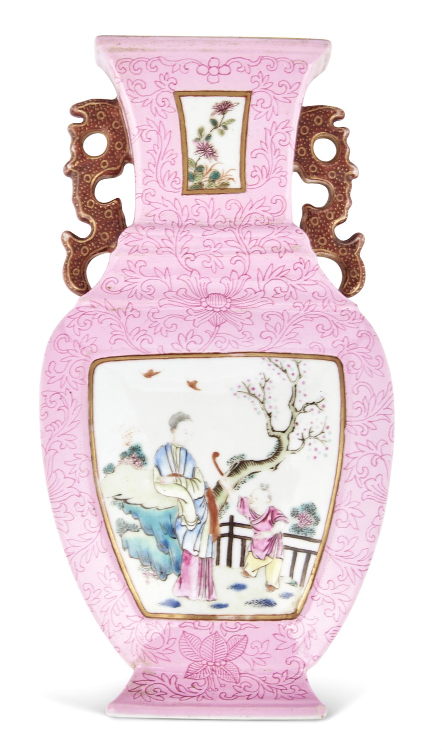 Lot 168 - A Chinese Famille Rose Enameled Porcelain Wall...