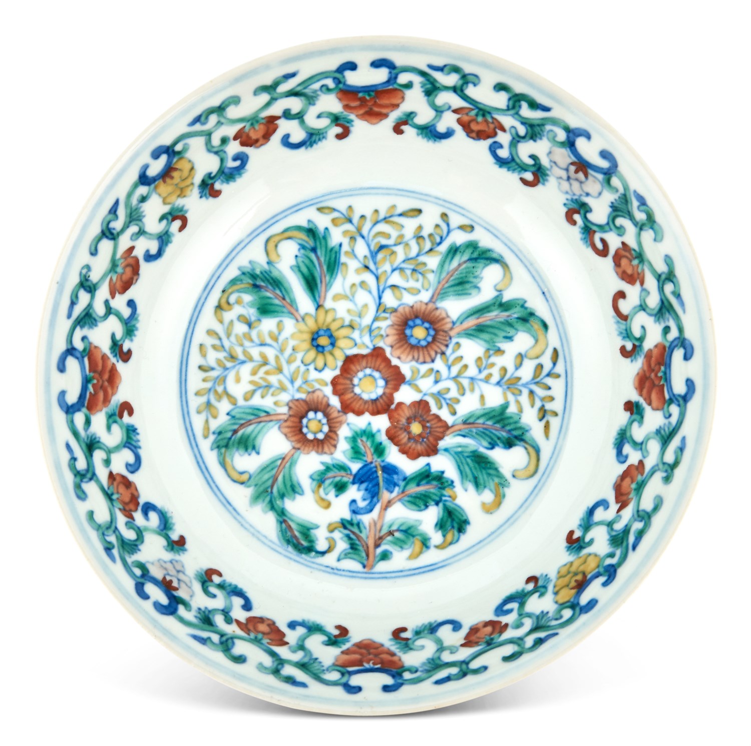 Lot 182 - A Chinese Doucai Porcelain Dish Yongzheng Mark...
