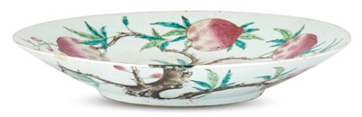 Lot 1158 - A Chinese Enameled Porcelain 'Peach' Plate...