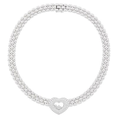 Lot 62 - Chopard White Gold and Diamond 'Happy Diamond' Necklace