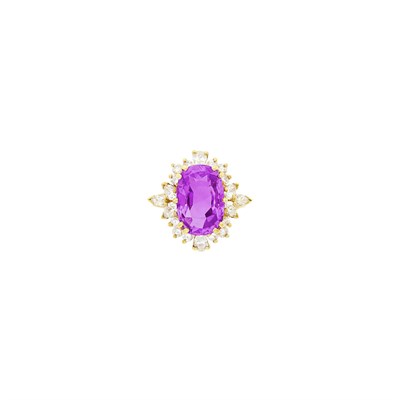 Lot 13 - Gold, Pink Sapphire and Diamond Ring