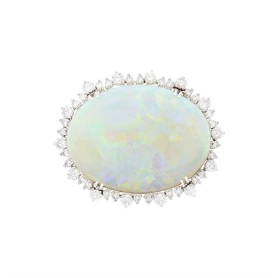 Lot 153 - Platinum, Opal and Diamond Brooch