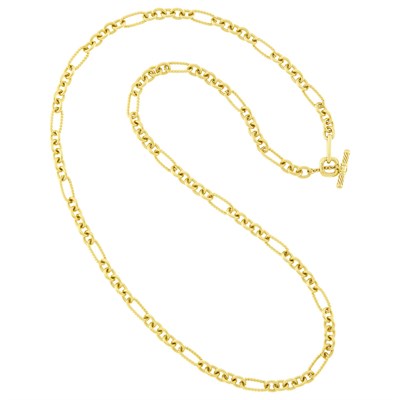 Lot 1 - David Yurman Long Gold Chain Necklace with Toggle Clasp