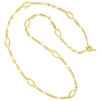 Lot 125 - David Yurman Long Gold Chain Necklace with Toggle Clasp
