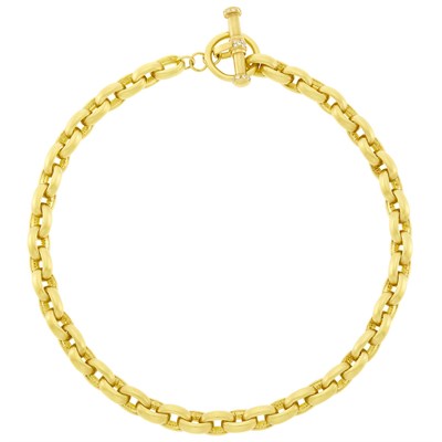 Lot 110 - Marlene Stowe Gold Link Necklace with Diamond Toggle Clasp