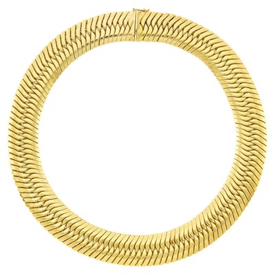 Lot 143 - Wide Gold Snake Link Necklace