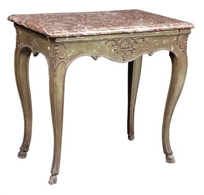 Lot 43 - Louis XV Provincial Green-Painted Marble Top...