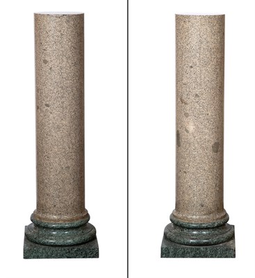 Lot 50 - Pair of Red Granite and Marble Columns 19th...