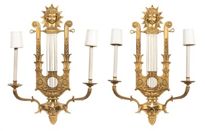 Lot 53 - Pair of Empire Style Gilt-Bronze Two-Light...