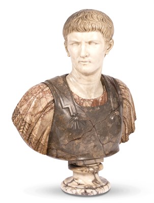 Lot 54 - Roman Style Varicolored Marble Bust of Caesar...
