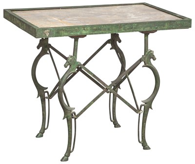 Lot 56 - Roman Style Bronze and Marble Rectangular...