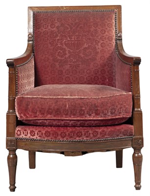 Lot 67 - Directoire Velvet-Upholstered Mahogany Bergère...