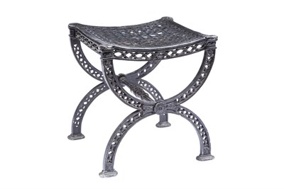 Lot 71 - Black Painted Cast-Aluminum Curule Stool The...