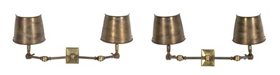 Lot 75 - Pair of Brass Two-Light Wall Lamps Each with...