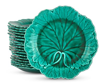 Lot 76 - Set of Eighteen Wedgwood Green Glazed Majolica...