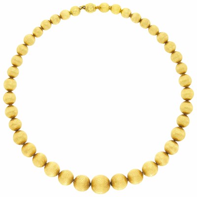Lot 133 - Tiffany & Co. Gold Bead Necklace