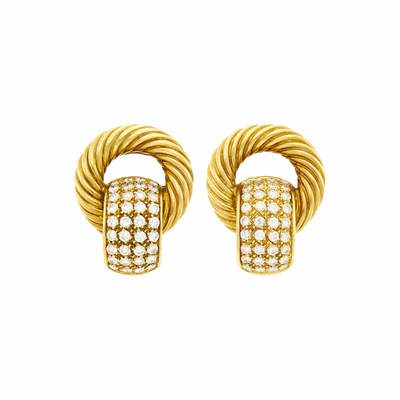 Lot 4 - Pair of Gold and Diamond Earclips