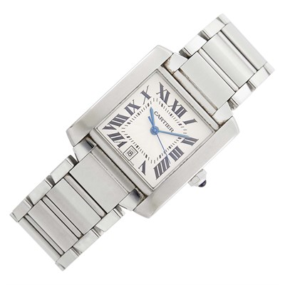 Lot 46 - Cartier Gentleman's Stainless Steel 'Tank Francaise' Wristwatch, Ref. 2302