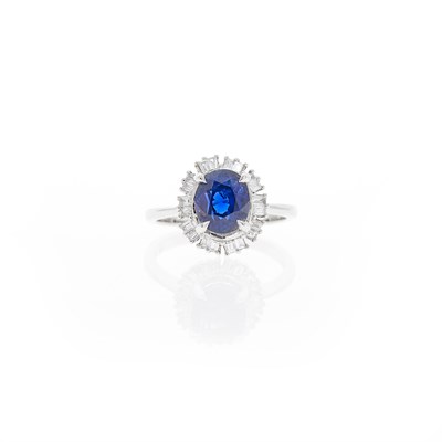 Lot 1206 - White Gold, Color-Change Sapphire and Diamond Ring