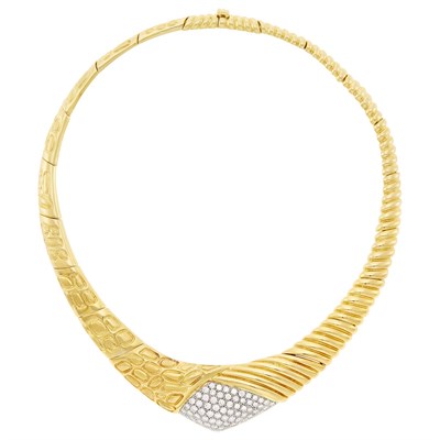 Lot 131 - Two-Color Gold and Diamond Necklace