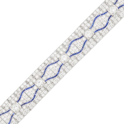 Lot 181 - Platinum, Diamond and Sapphire Bracelet
