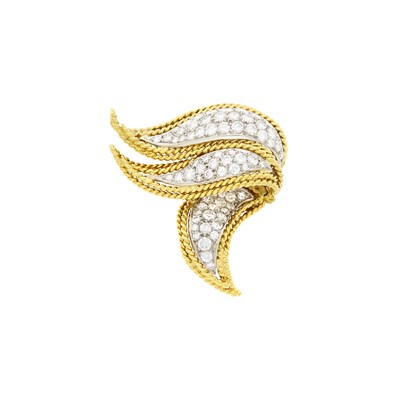 Lot 37 - Two-Color Gold and Diamond Brooch