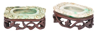 Lot 1059 - A Pair of Chinese Jadeite Brush Washers Late...