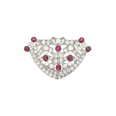 Lot 82 - Platinum, Ruby and Diamond Brooch
