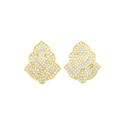 Lot 118 - Pair of Two-Color Gold and Diamond Earrings