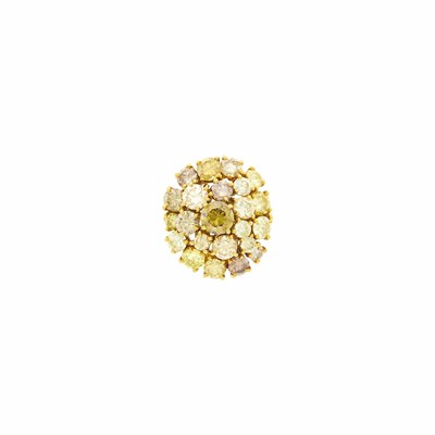 Lot 106 - Gold and Fancy Colored Diamond Cluster Ring