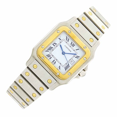 Lot 43 - Cartier Stainless Steel and Gold 'Santos' Wristwatch