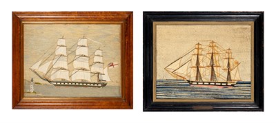Lot 1329 - Two British Sailor's Woolwork Ship Pictures...