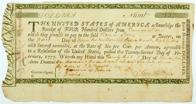 Lot 11 - [AMERICAN REVOLUTION] Rare 1777 Georgia issued...
