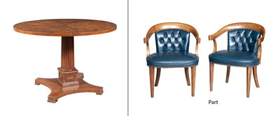 Lot 337 - Set of Five Blue Leather-Upholstered Stained...