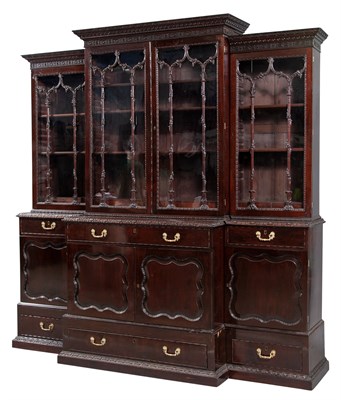 Lot 150 - George II Style Mahogany Breakfront Bookcase...