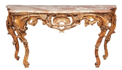 Lot 123 - Louis XV Style Marble Top Giltwood Console...