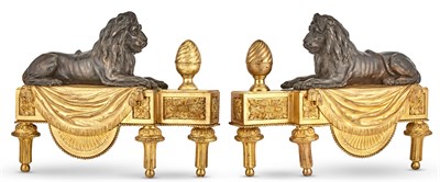 Lot 246 - Pair of Louis XVI Gilt and Patinated-Bronze...