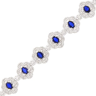 Lot 89 - White Gold, Treated Sapphire and Diamond Bracelet