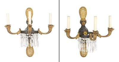 Lot 154 - Pair of Empire Style Gilt-Metal Three-Light...