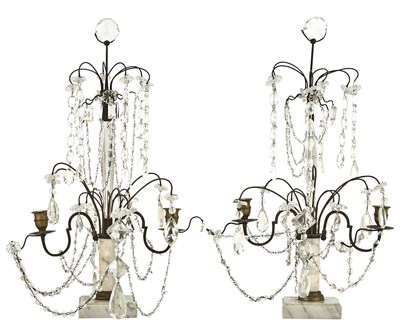 Lot 224 - Pair of Baltic Neoclassical Style Cut-Glass...