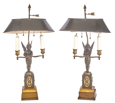 Lot 231 - Pair of Empire Patinated and Gilt-Bronze...